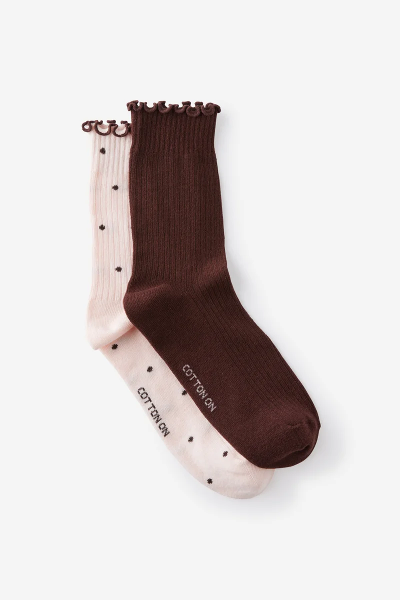 Rubi The Perfect Pair Frill Rib Crew Sock 2Pk